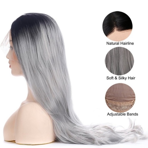 - 24” Ombre Black Gray Lace Front Wig *NEW*